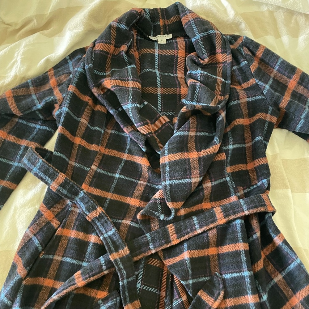 Collared plaid lightweight jacket w/ belt